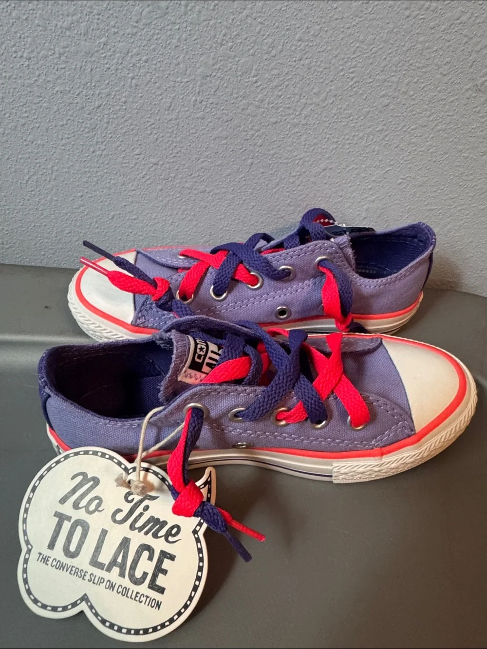 Converse Kids slip on Sneakers in Purple with Pink Accents